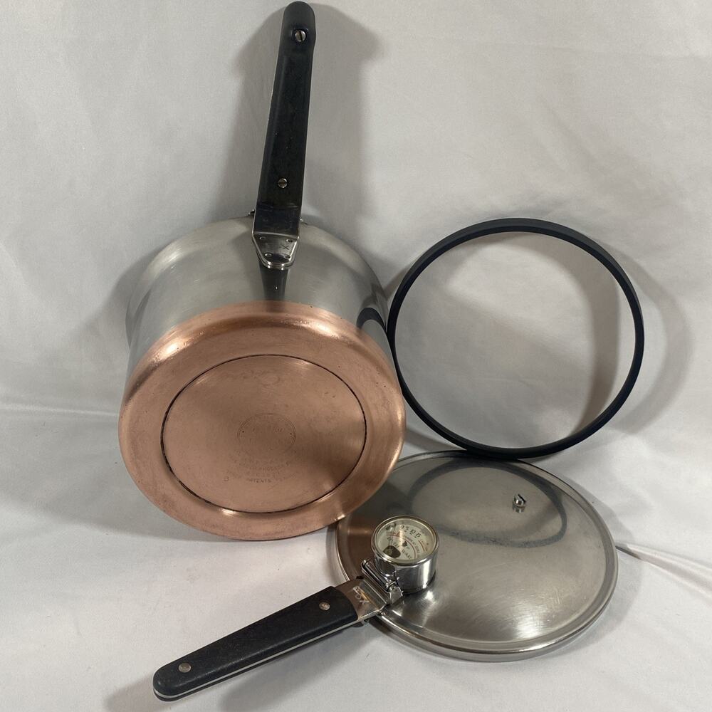 Revere Ware 4qt Copper Bottom Pressure Cooker Double Ring Stainless Steel
